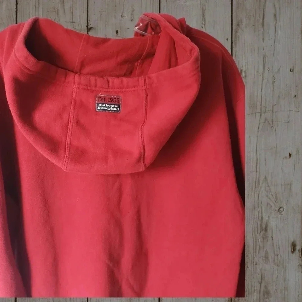 Mickey Mouse Disneyland 55 Years Pullover Hoodie 1/4 Zip Sweatshirt Red  Size S - Picture 8 of 9